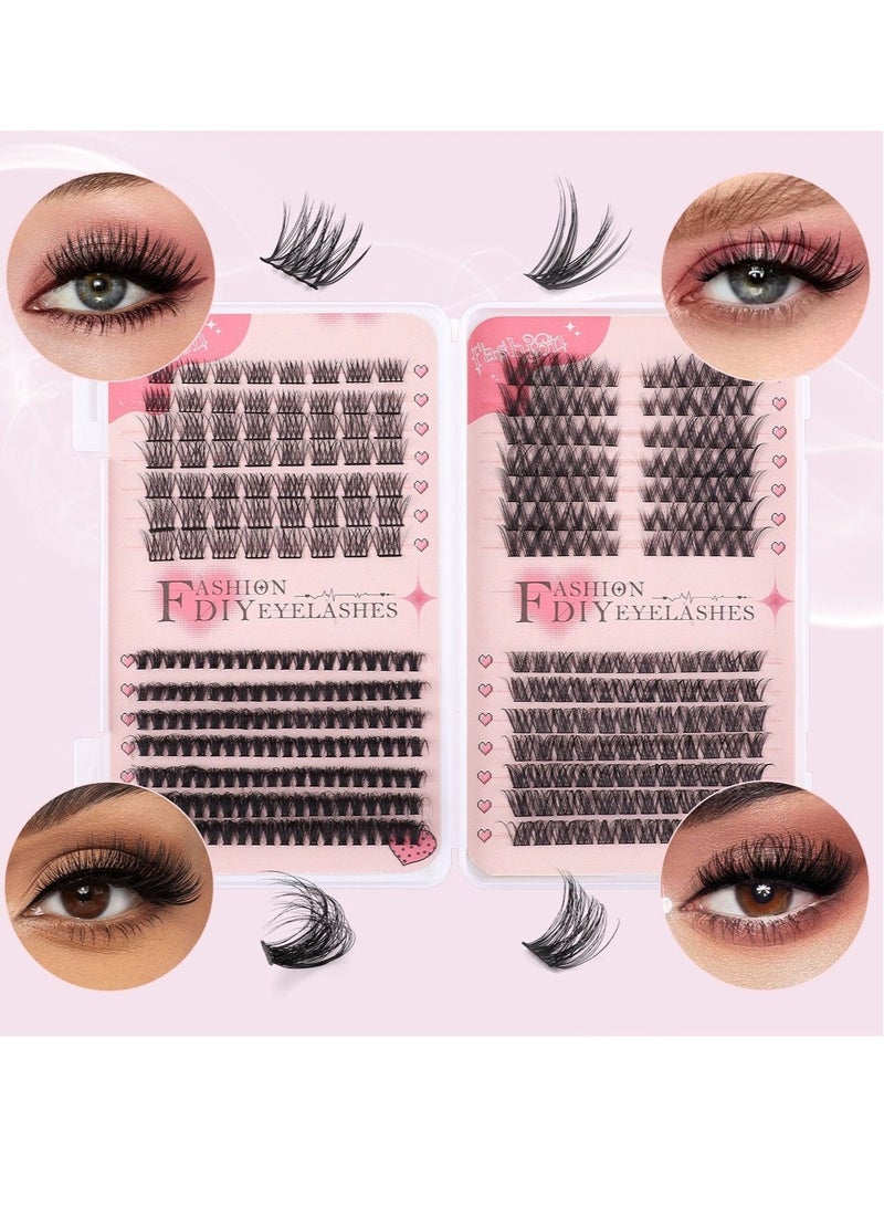 Generic 4 Styles DIY Eyelash Extension Kit with 416 Lash Clusters, 8-16mm Mixed Segments, Natural Curl, Reusable with Tweezers, for Daily Glam Look  - Image 2