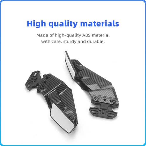 GZDLmoto Universal Motorcycle Rear View Mirrors, Fixed Wind Wing Side Rearview Mirror Replacement For Honda/Kawasaki/Yamaham/Suzuki/B-MW/Apriliar/Ducati (Carbon fiber stripes) - Image 4