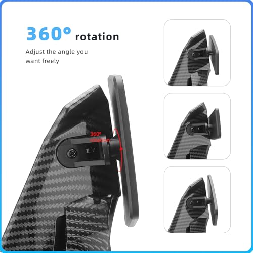 GZDLmoto Universal Motorcycle Rear View Mirrors, Fixed Wind Wing Side Rearview Mirror Replacement For Honda/Kawasaki/Yamaham/Suzuki/B-MW/Apriliar/Ducati (Carbon fiber stripes) - Image 3