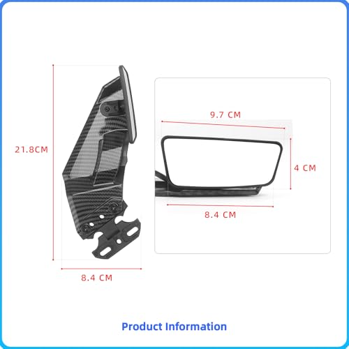 GZDLmoto Universal Motorcycle Rear View Mirrors, Fixed Wind Wing Side Rearview Mirror Replacement For Honda/Kawasaki/Yamaham/Suzuki/B-MW/Apriliar/Ducati (Carbon fiber stripes) - Image 5