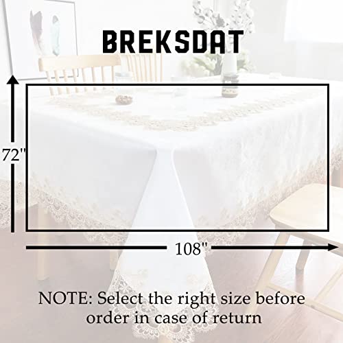 BrekSdat Tablecloths for Rectangle Tables Lace Elegant Decor for Dinning Home Holiday Party Kitchen Easter Christmas Wedding Farmhouse Outdoor Washable Table Linen (H17191-Beige-1, 72 * 108) - Image 5