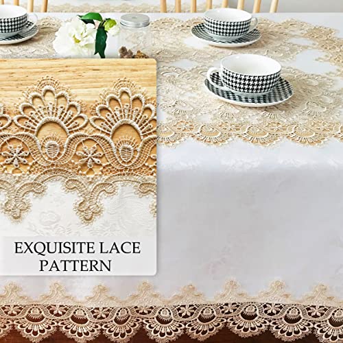 BrekSdat Tablecloths for Rectangle Tables Lace Elegant Decor for Dinning Home Holiday Party Kitchen Easter Christmas Wedding Farmhouse Outdoor Washable Table Linen (H17191-Beige-1, 72 * 108) - Image 3