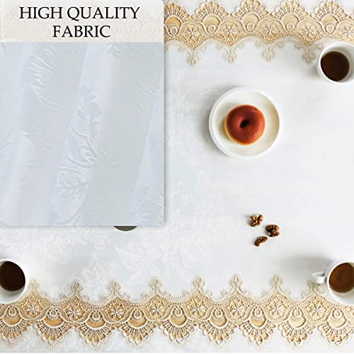 BrekSdat Tablecloths for Rectangle Tables Lace Elegant Decor for Dinning Home Holiday Party Kitchen Easter Christmas Wedding Farmhouse Outdoor Washable Table Linen (H17191-Beige-1, 72 * 108) - Image 4