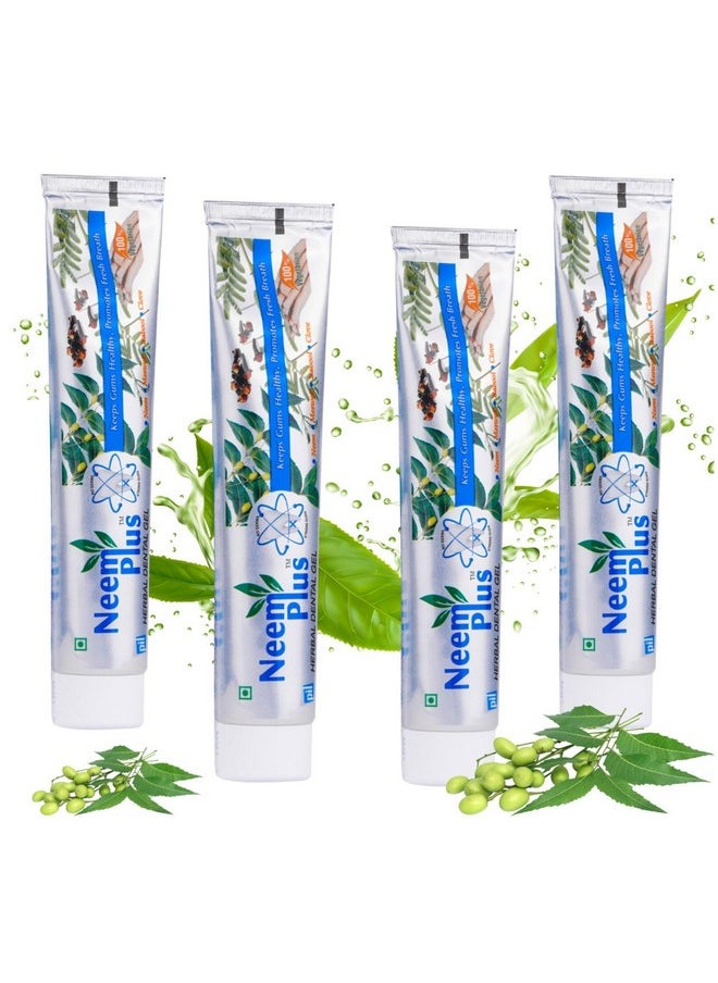 PIL Pil Neem Plus Herbal Dental Gel | Neem toothpaste with Clove, Meswak & Babool | Promotes Fresh Breath & Keep Gum's Healthy (400g, Pack of 4)  - Image 1