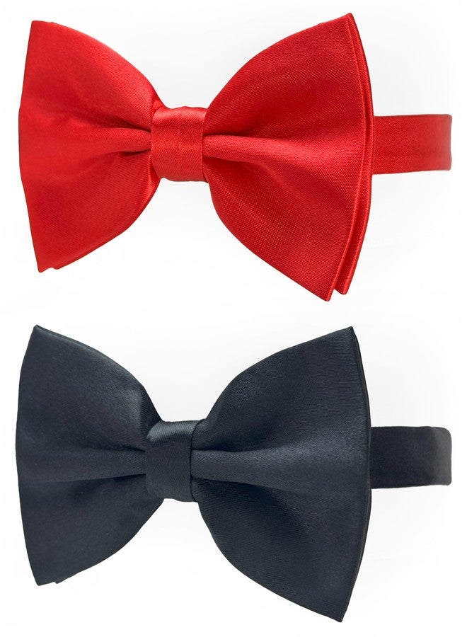 Koolmox Black and Red Bow Tie for Dogs, KOOLMOX Red and Black Dog Bow with Adjustbale Dog Collar for Medium and Large Dogs Cats Pets Wedding Birthday Party Holiday New Year Cosutmes - Image 1