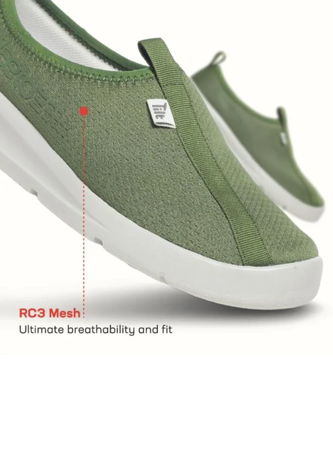 PLAETO EZPlay Mens Olive Slip-On Sneakers