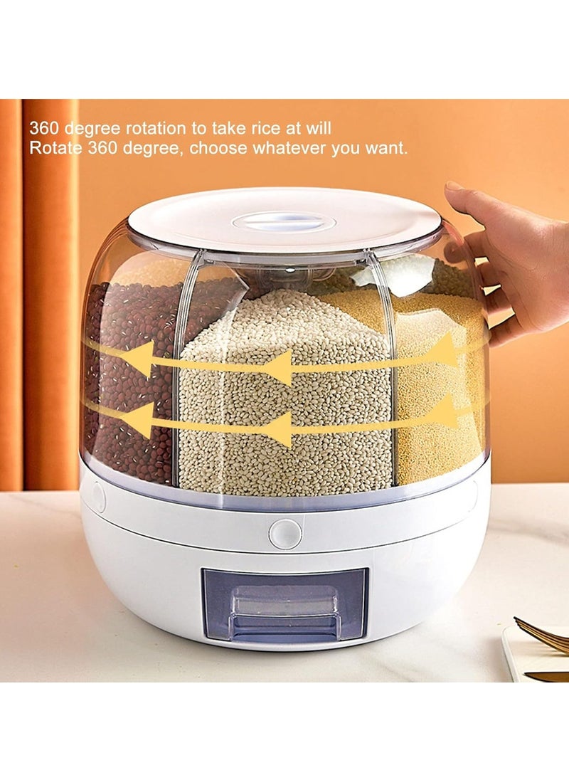 TIGER - 6 Grid Rice & Grain Storage Container, 360° Rotating Dry Food Dispenser Grain Food Storage Box with Lid, Moisture-Resistant Household Storage for Rice, Grains, and Dry Foods (5kg) - Ideal for Home Kitchen Organization - Image 1