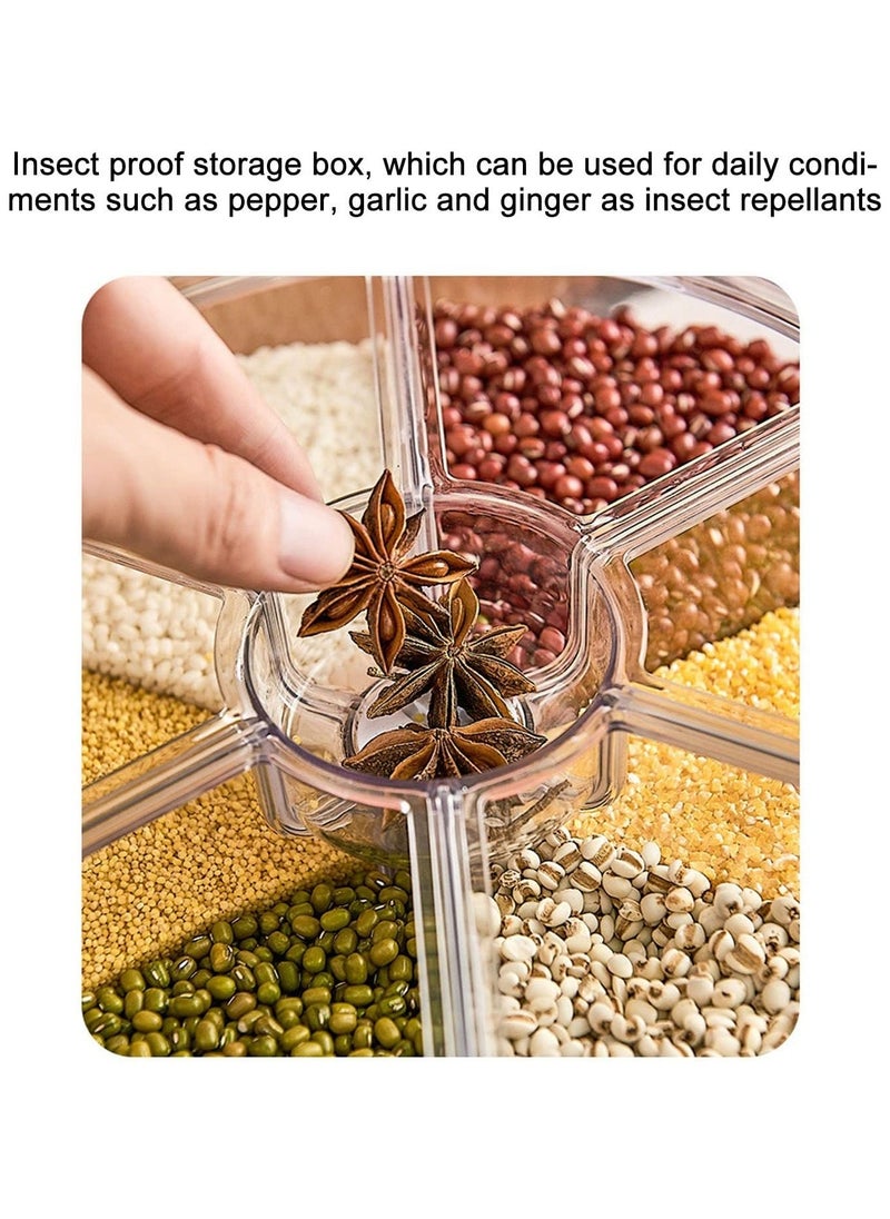 TIGER - 6 Grid Rice & Grain Storage Container, 360° Rotating Dry Food Dispenser Grain Food Storage Box with Lid, Moisture-Resistant Household Storage for Rice, Grains, and Dry Foods (5kg) - Ideal for Home Kitchen Organization - Image 1
