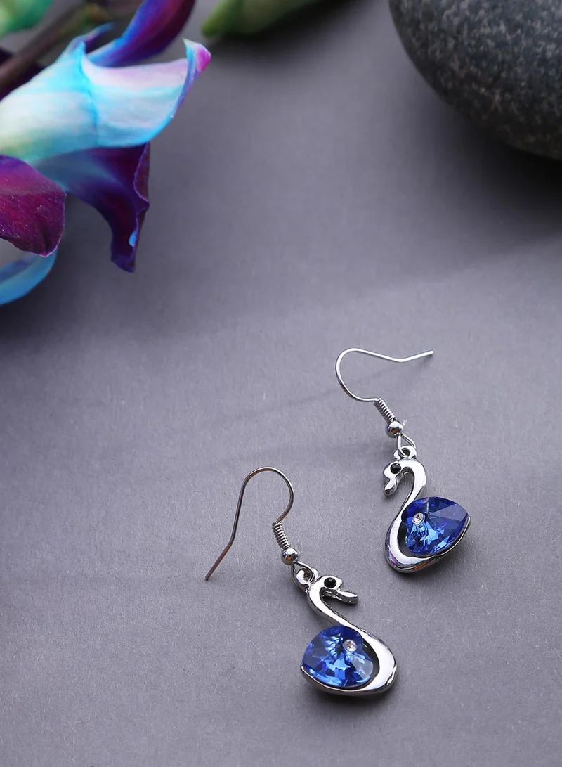 سوهي أقراط متدلية صناعية على شكل بجعة زرقاء