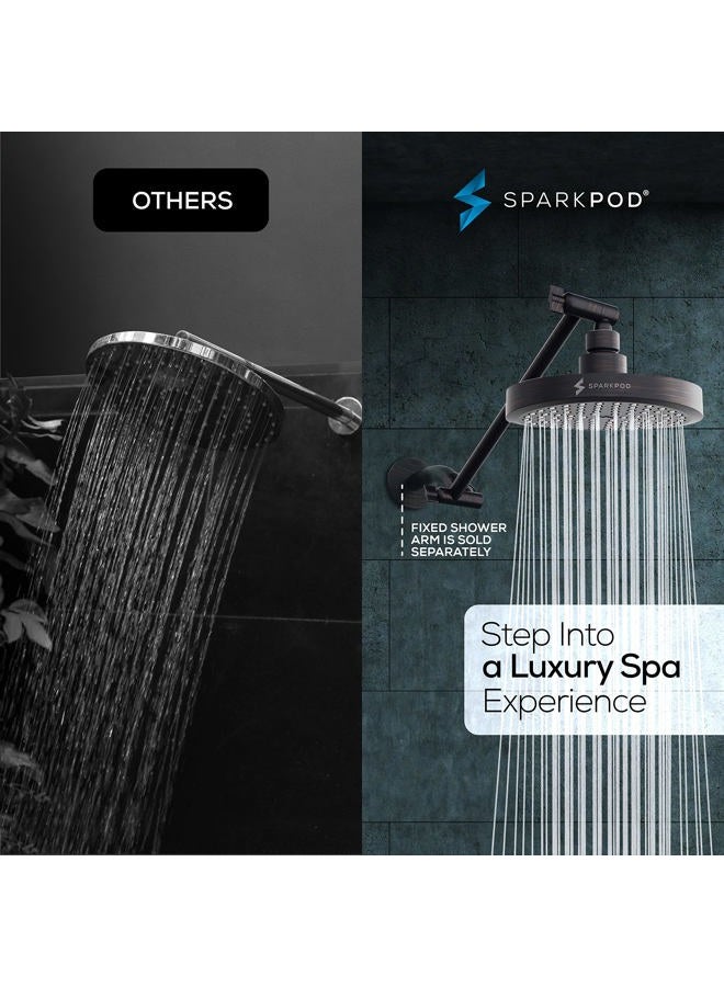 SparkPod Rain Shower Head with Shower Arm Extension - High Pressure Rain - Luxury Modern Look - No Hassle Tool-less 1-Min Installation (11" Shower Arm Extension, Oil Rubbed Bronze) - Image 2