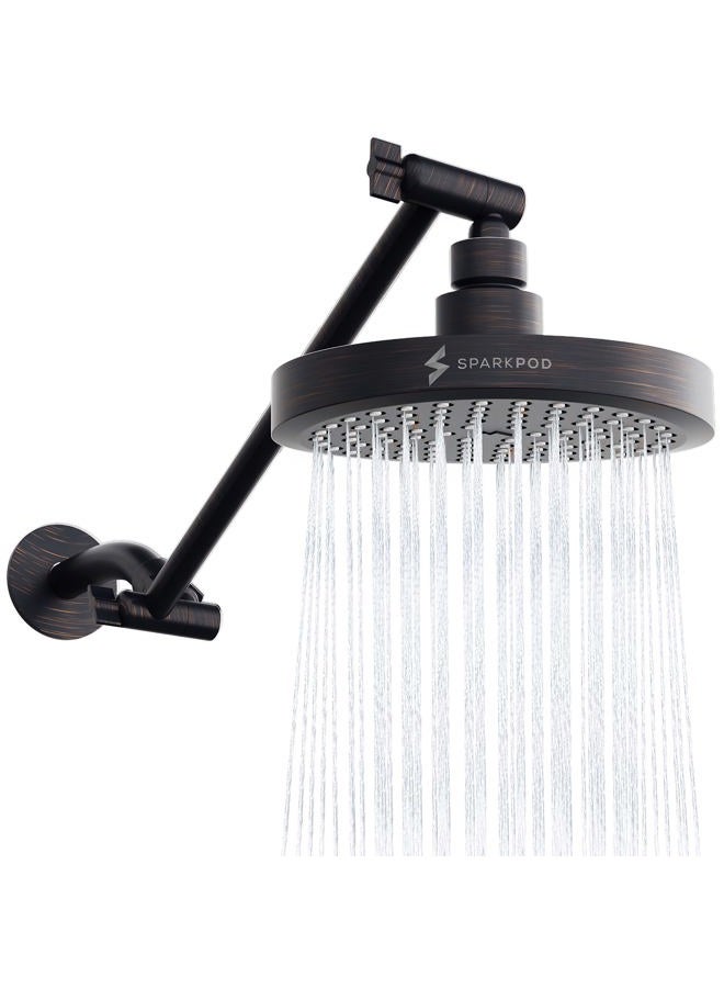 SparkPod Rain Shower Head with Shower Arm Extension - High Pressure Rain - Luxury Modern Look - No Hassle Tool-less 1-Min Installation (11" Shower Arm Extension, Oil Rubbed Bronze) - Image 1