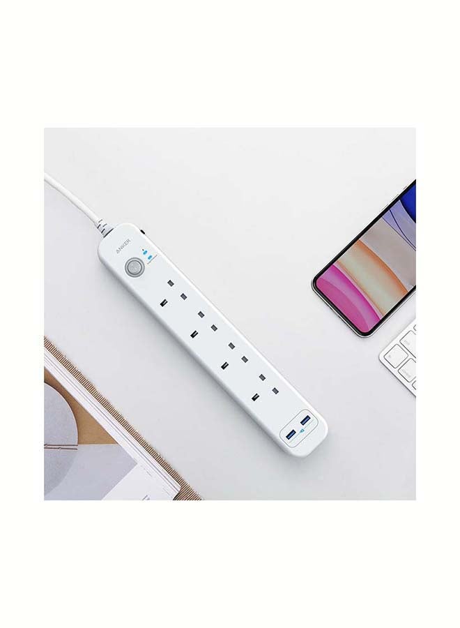 موصّل طاقة باور اكستيند 6 في 1 بكابل طول 2 متر مع شريط مقابس ومنفذي USB طراز A9141K21 - Image 3