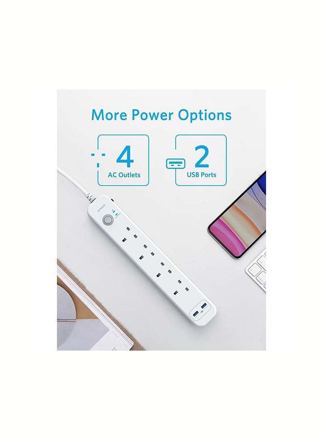 موصّل طاقة باور اكستيند 6 في 1 بكابل طول 2 متر مع شريط مقابس ومنفذي USB طراز A9141K21 - Image 2