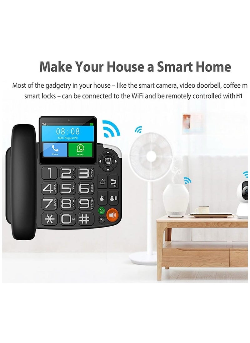 Generic - 4G Wireless Phone, Dual SIM Card, Touch Screen Android System Video Call Machine Home Use Plug-in Dual Card Telephone Landline, Cordless Phone for Office and Home - Image 1