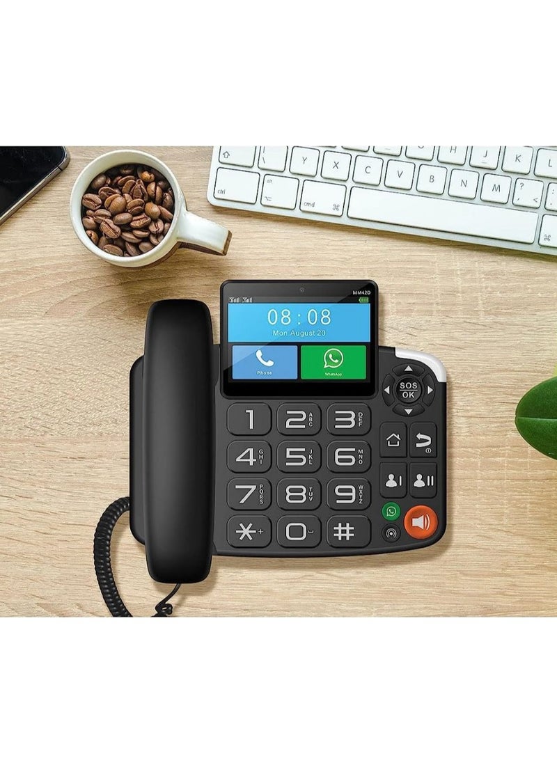 Generic - 4G Wireless Phone, Dual SIM Card, Touch Screen Android System Video Call Machine Home Use Plug-in Dual Card Telephone Landline, Cordless Phone for Office and Home - Image 1