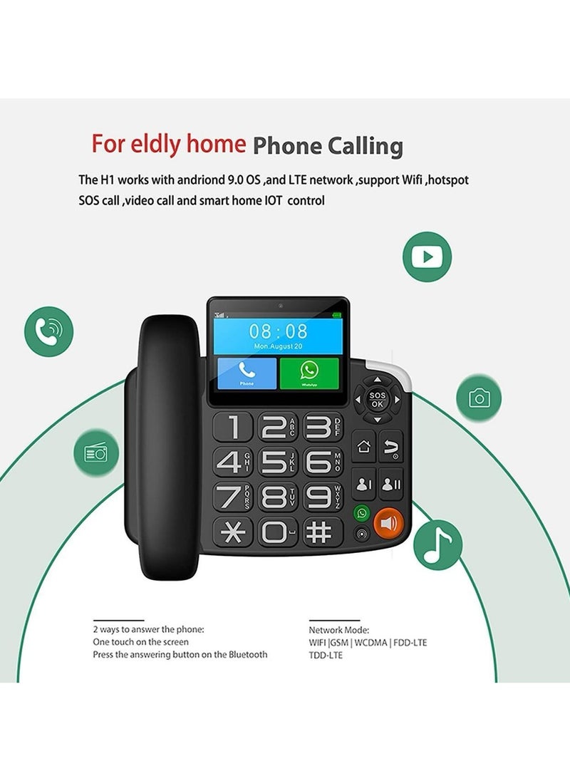 Generic - 4G Wireless Phone, Dual SIM Card, Touch Screen Android System Video Call Machine Home Use Plug-in Dual Card Telephone Landline, Cordless Phone for Office and Home - Image 1
