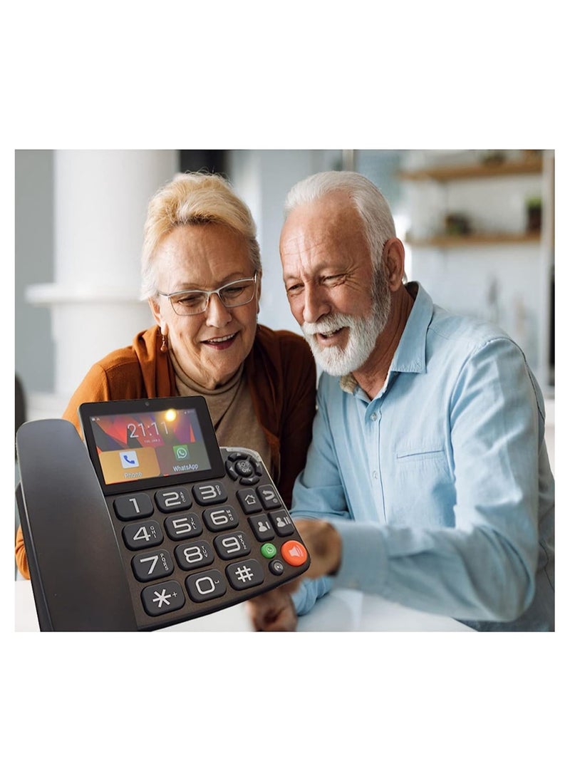 Generic - 4G Wireless Phone, Dual SIM Card, Touch Screen Android System Video Call Machine Home Use Plug-in Dual Card Telephone Landline, Cordless Phone for Office and Home - Image 1