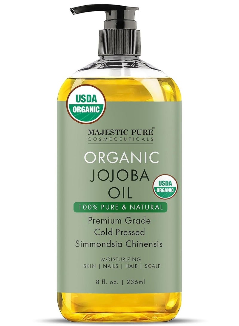 Majestic Pure Pack of 2 - Organic Jojoba Oil 236 ML Large 100% Pure Jojoba Oil Organic for Skin, Hair, Scalp, Nails, Face Cold Pressed & Hexane Free Hair & Body Oil 8 Fl Oz - Image 2