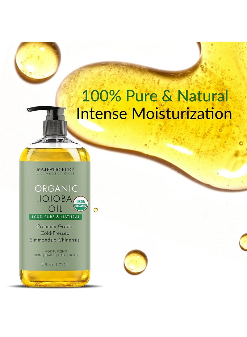 Majestic Pure Pack of 2 - Organic Jojoba Oil 236 ML Large 100% Pure Jojoba Oil Organic for Skin, Hair, Scalp, Nails, Face Cold Pressed & Hexane Free Hair & Body Oil 8 Fl Oz - Image 4