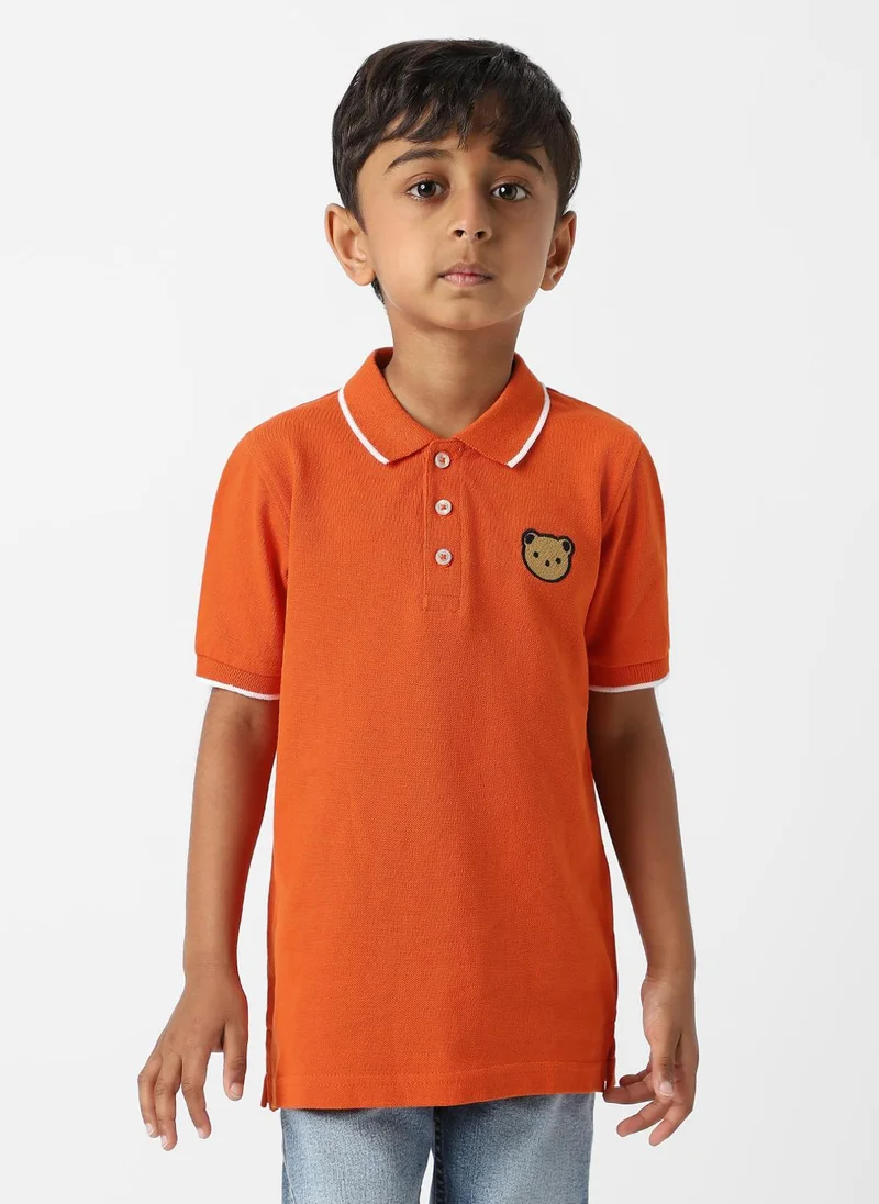 نوتيناتي Nautinati Boys Cotton Bear Embroidered Badge Polo T-shirt