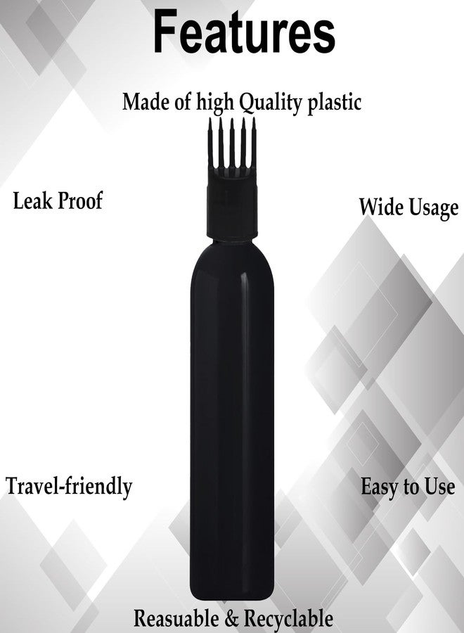 HUNCHA Hair Root Comb Applicator Bottle For Applying Hair Oil Shampoo and Medicine, Oil Applicator Bottle For Scalp, 100ml Portable Applicator Hair Root Bottle, Black Bottle Black Comb, Pack of 2 - Image 3