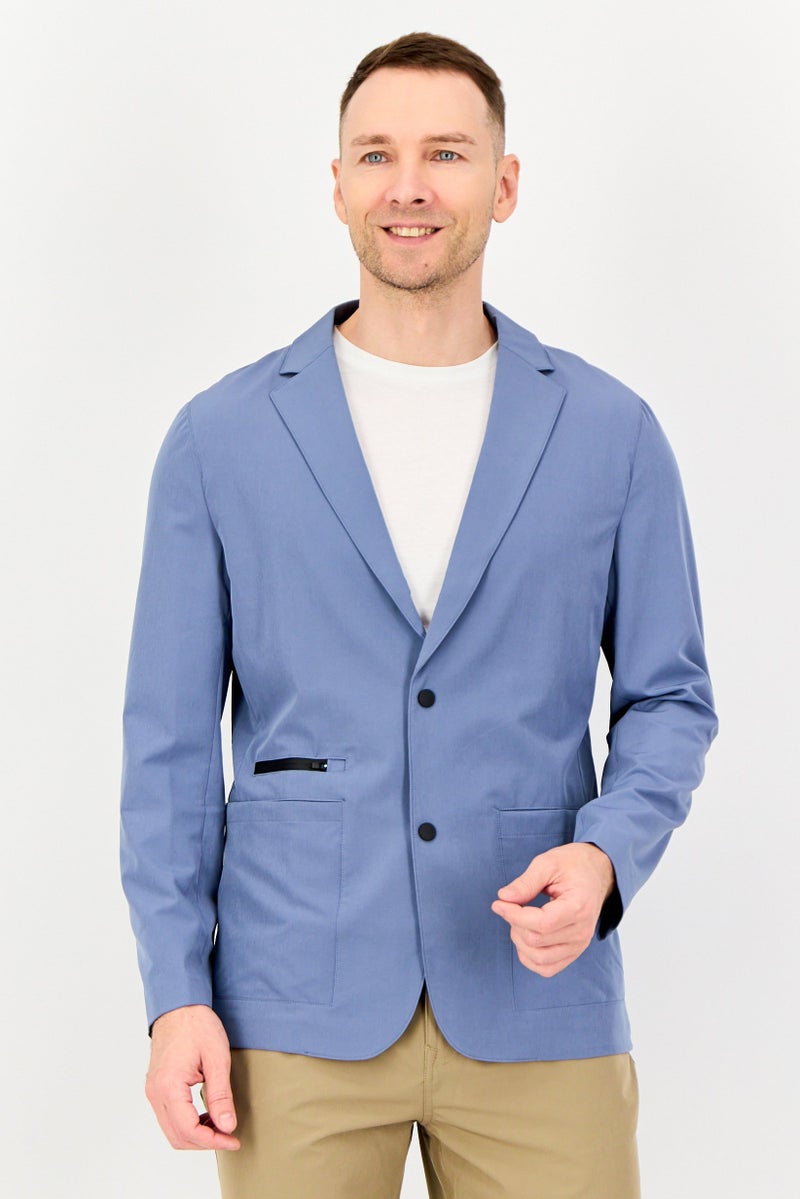 SELECTED Men Regular Fit Solid Casual Blazer, Slate Blue - Image 1