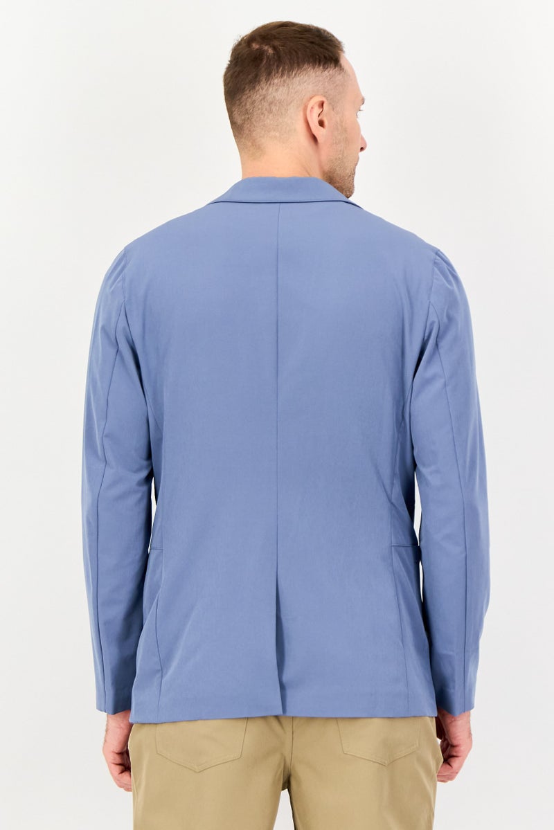 SELECTED Men Regular Fit Solid Casual Blazer, Slate Blue - Image 3