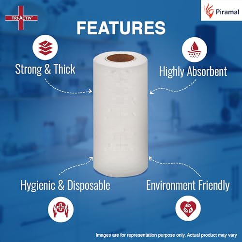 Tri-Activ Washable & Reusable Kitchen Towel Roll | 80 Pulls per Roll, 160 Sheets Pack of 2 | Highly Absorbent Kitchen Tissue Roll | Non Woven Fabric | Better alternative to Paper Tissue Roll | White - Image 4