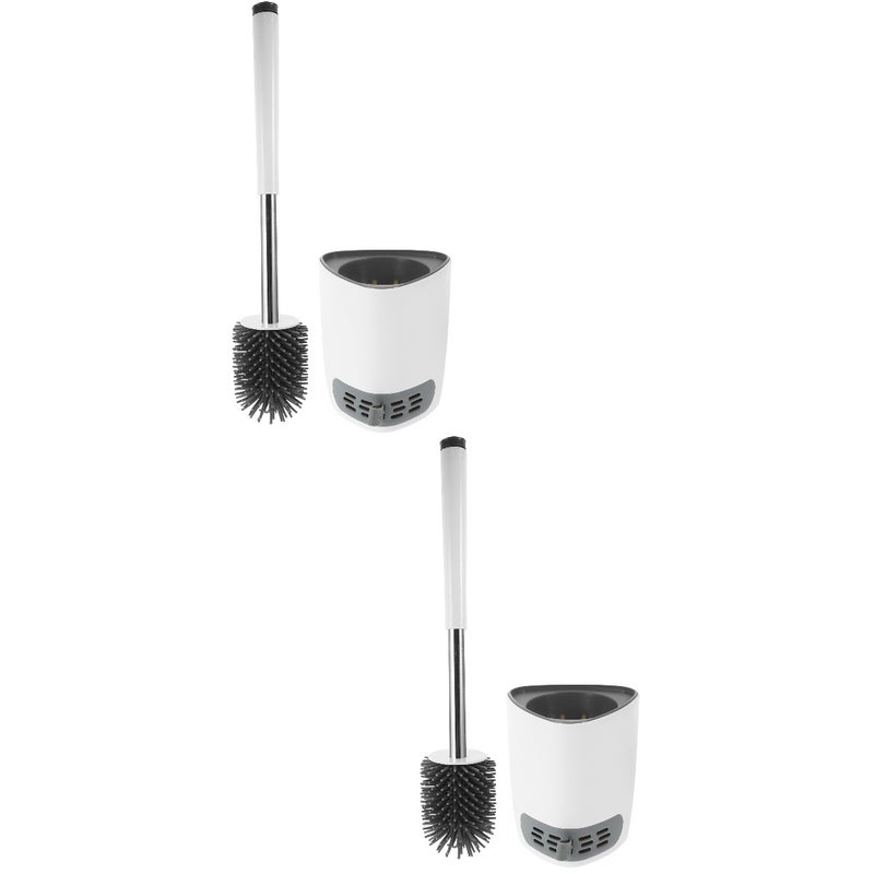 2 Sets Cleaning Brush Handle Brush Wall Mounted Brush with Holder and Hook - Image 1