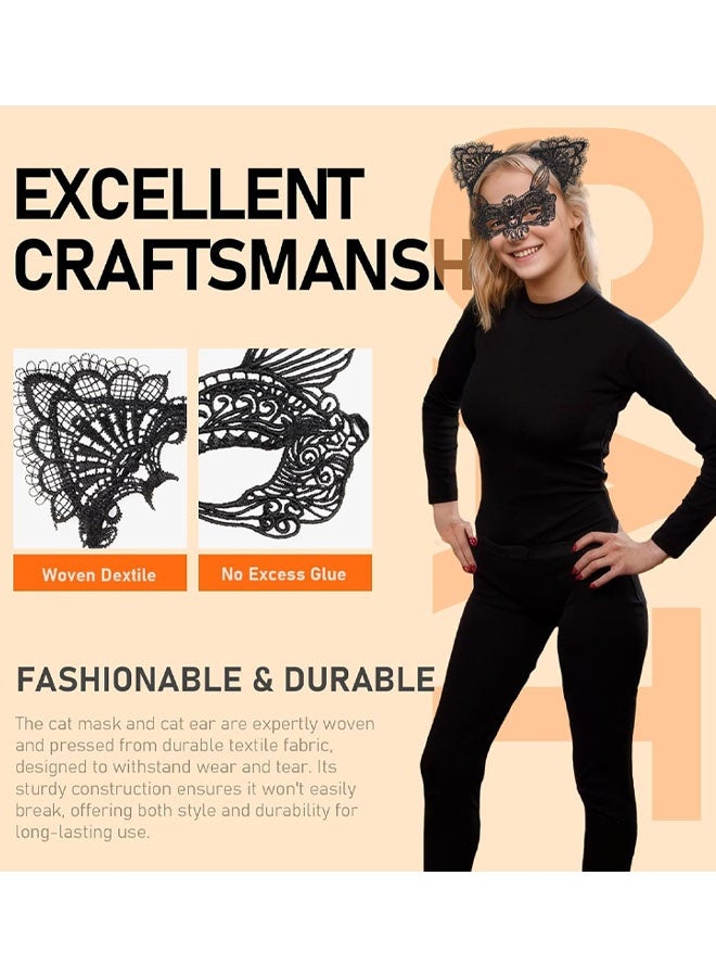 Cat Mask And Cat Ears Headband For Women Masquerade Masks Costume Catwoman Accessories Make Up Party Favors - Image 4