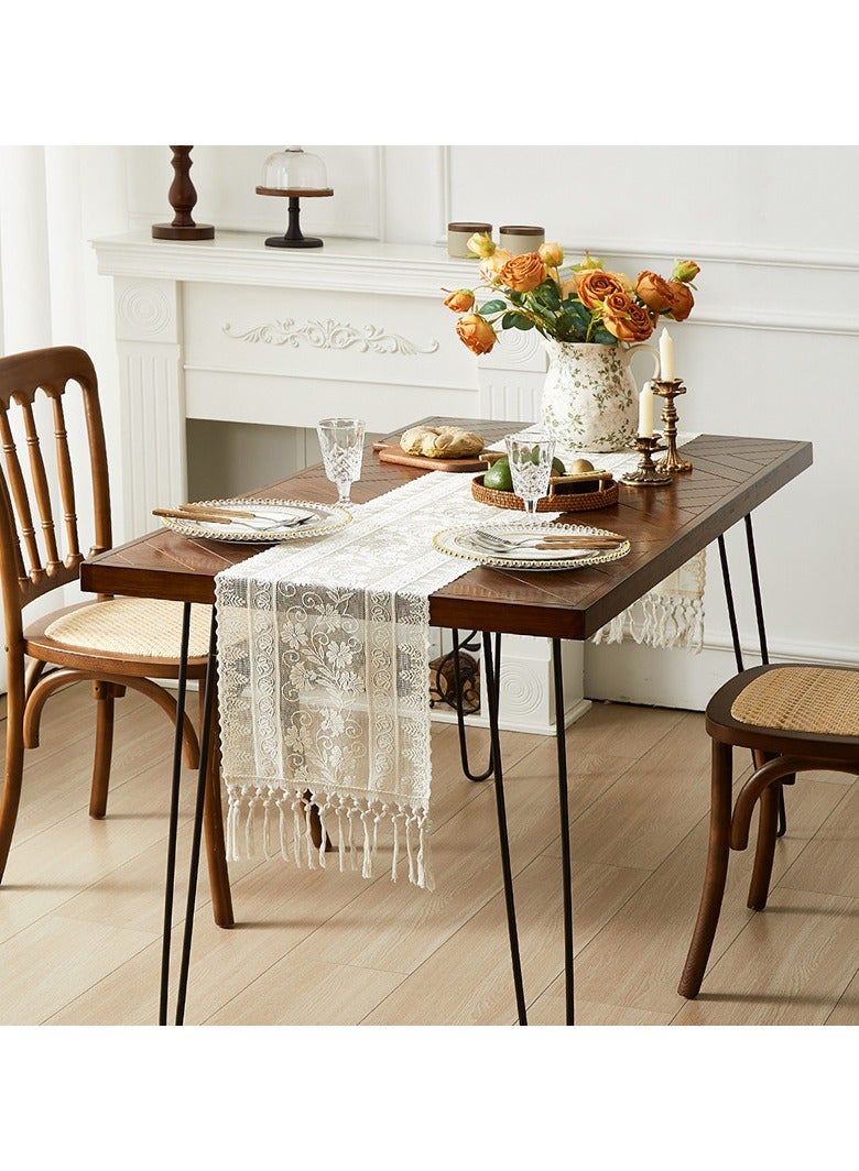 French Elegant Lace Table Runner Decoration Dining Table, TV Cabinet, Shoe Cabinet, Coffee Table, Table Runner (Size: 30cmX180cm)