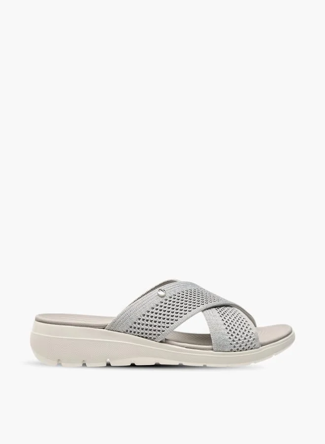 Flora Bella By Shoexpress Women's Textured Slip-On Cross Strap Sandal