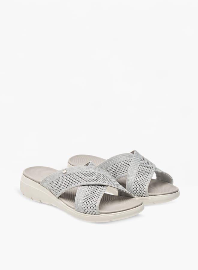 Flora Bella By Shoexpress Women's Textured Slip-On Cross Strap Sandal  - Image 2