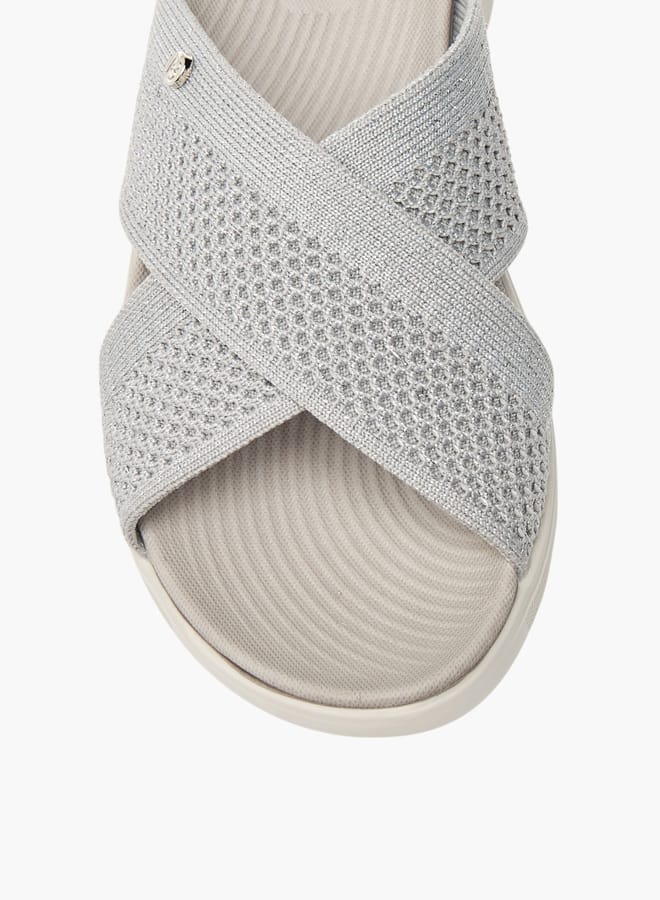 Flora Bella By Shoexpress Women's Textured Slip-On Cross Strap Sandal  - Image 4