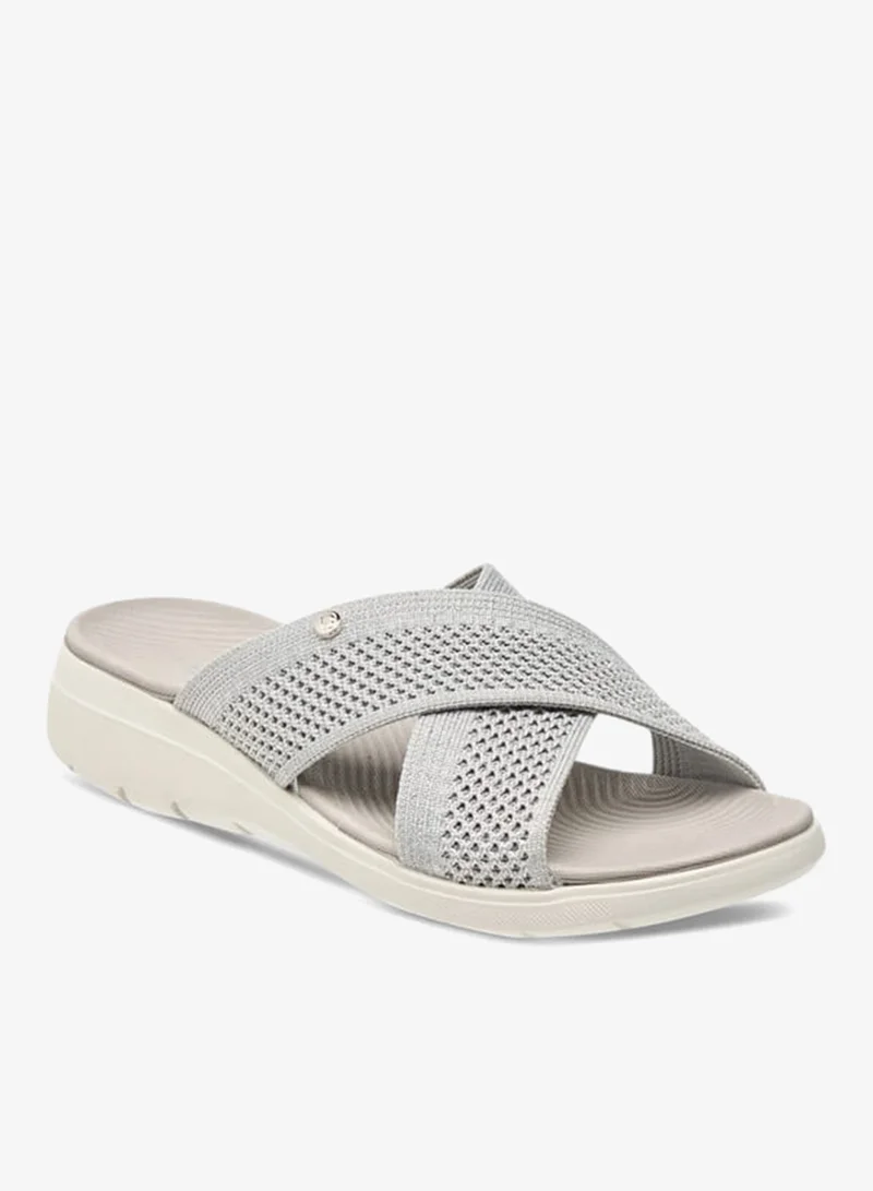 Flora Bella By Shoexpress Women's Textured Slip-On Cross Strap Sandal Ramadan Collection