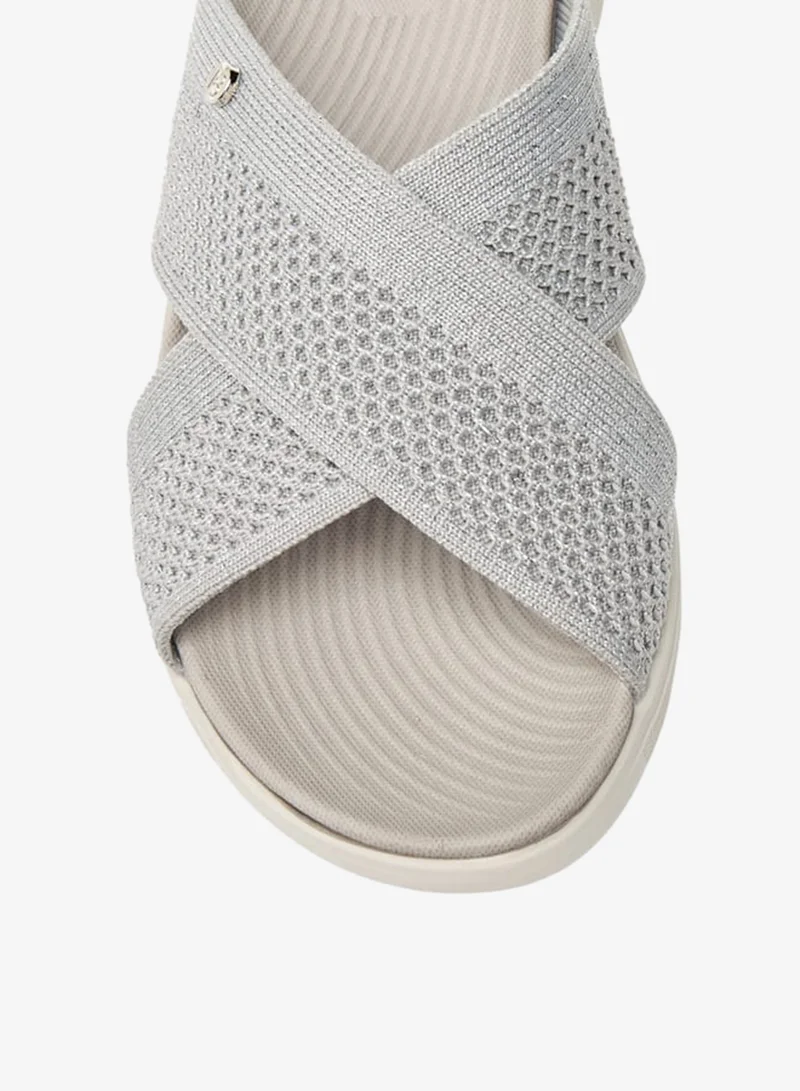 Flora Bella By Shoexpress Women's Textured Slip-On Cross Strap Sandal Ramadan Collection