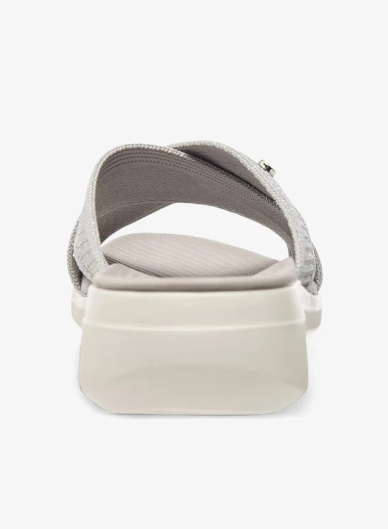Flora Bella By Shoexpress Women's Textured Slip-On Cross Strap Sandal Ramadan Collection