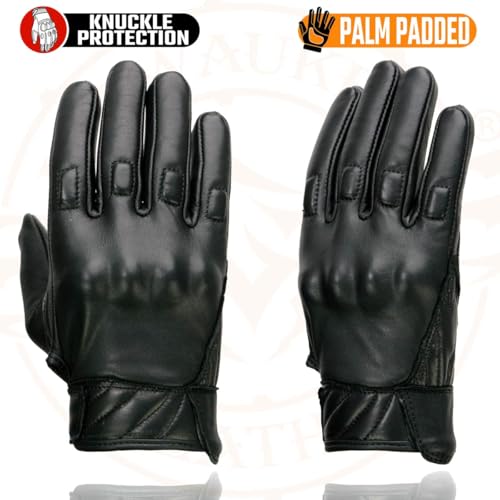 Milwaukee Leather قفازات دراجة نارية جلدية للرجال من ميلووكي MG7521 - أسود مع وسادة جل في راحة اليد - XX-Large - Image 4