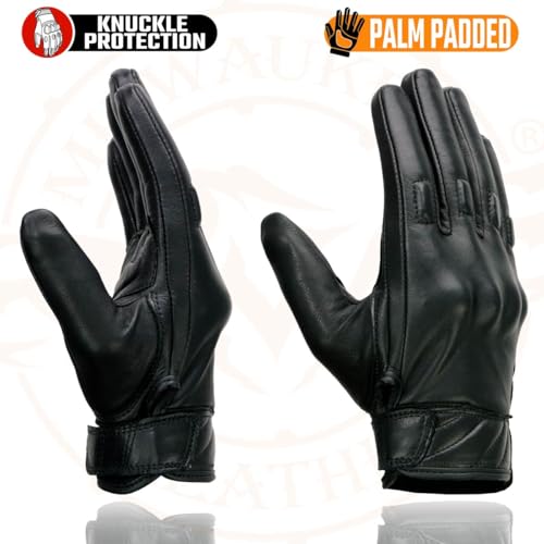 Milwaukee Leather قفازات دراجة نارية جلدية للرجال من ميلووكي MG7521 - أسود مع وسادة جل في راحة اليد - XX-Large - Image 2