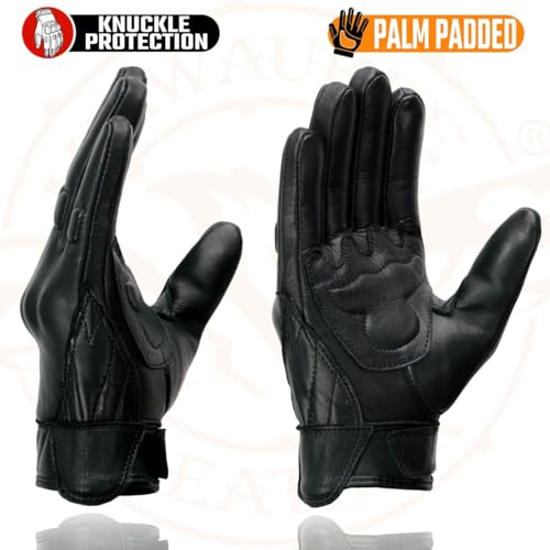 Milwaukee Leather قفازات دراجة نارية جلدية للرجال من ميلووكي MG7521 - أسود مع وسادة جل في راحة اليد - XX-Large - Image 5
