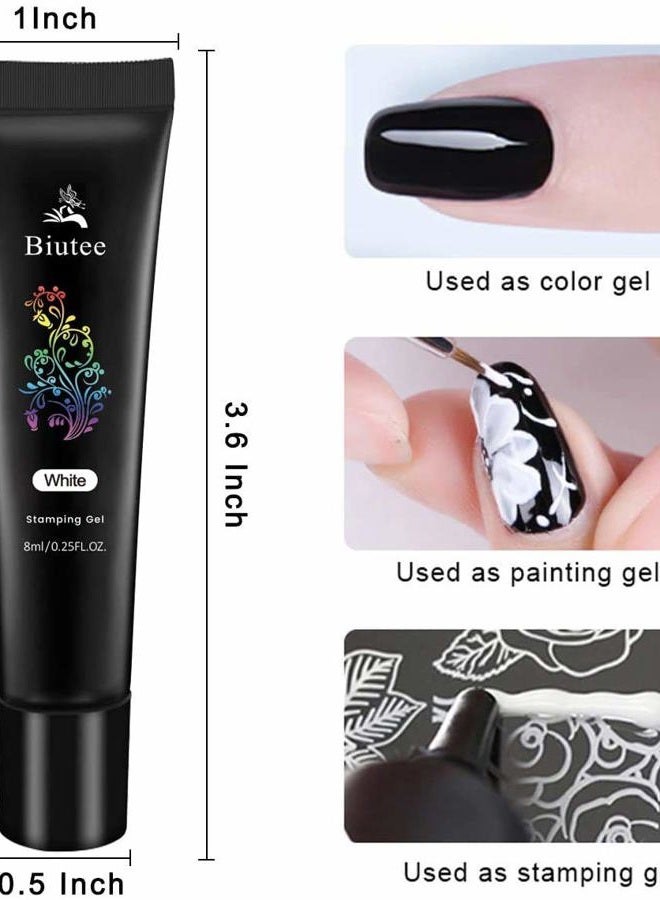 Biutee Nail Art Stamping Polish Gel Pack of 8 Colors Printing Gel 8ML UV LED Soak Off Gel Polish for Nail Stamping Plate DIY Nail Art Design - Image 2