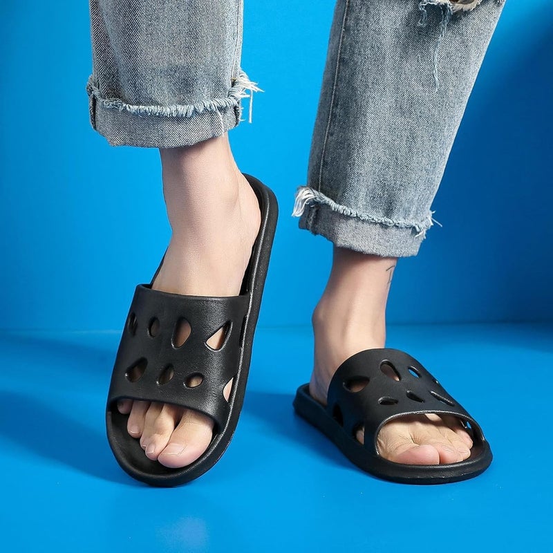 Excefore Shower Shoes Slip Resistant Quick Drying Lightweight Waterproof Pool Slides, Comfortable Arch Support Bathroom & Travel Sandals, Non-Slip Indoor Outdoor Shower Slippers for College Dorm (Size 40-41) - Image 3