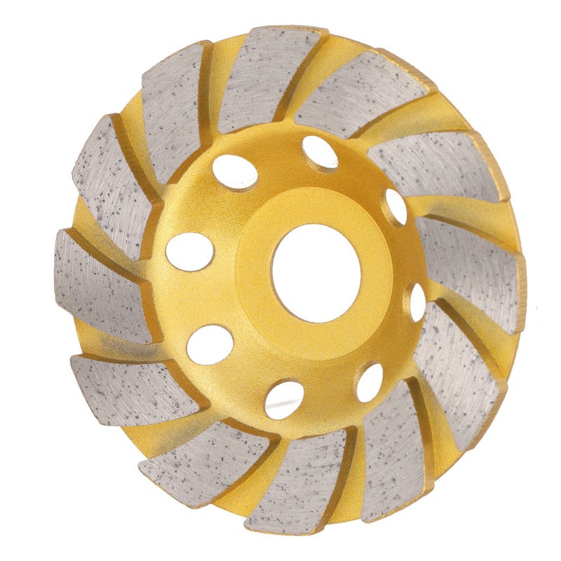 Concrete Grinding Wheel 12 Segment Teeth Air Holes Design Diamond Cup Disc - High Hardness Wear Resistant Turbo Row Segment for Granite Marble Masonry Concrete Grinding Polishing - Image 1