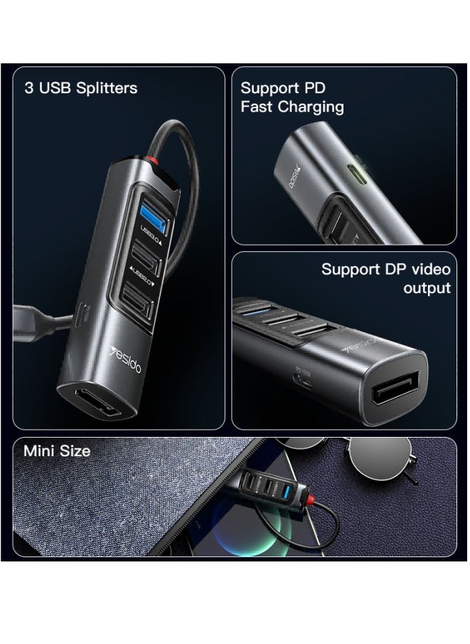 Yesido - Yesido-Hub Adapter-DP Multifunctional USB Docking Station-HB23 - Image 1