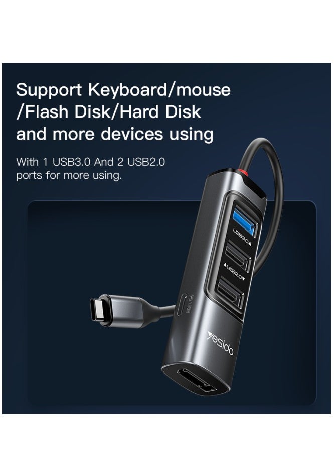 Yesido - Yesido-Hub Adapter-DP Multifunctional USB Docking Station-HB23 - Image 1