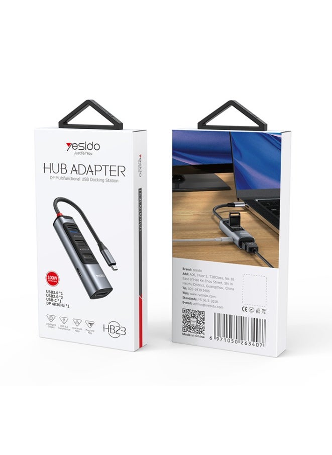 Yesido - Yesido-Hub Adapter-DP Multifunctional USB Docking Station-HB23 - Image 1