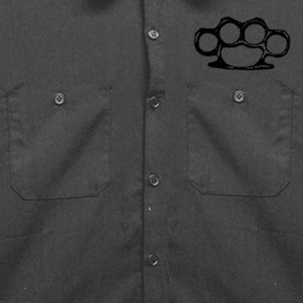 Hot Leathers Brass Knuckles Mechanic's Work Shirt (Charcoal, XXX-Large) - Image 3