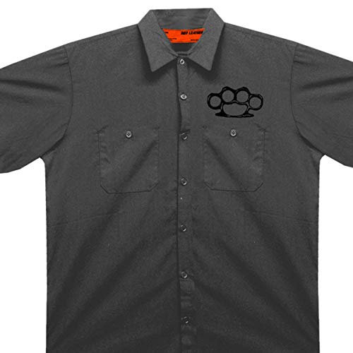 Hot Leathers Brass Knuckles Mechanic's Work Shirt (Charcoal, XXX-Large) - Image 2