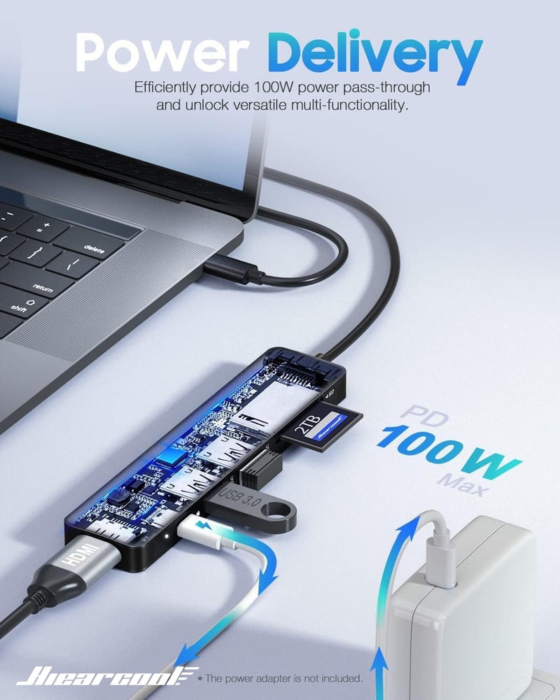 Hiearcool USB C Hub, USBC Hub Multi-Port Adapter for MacBook Pro/Air M1 M2, 4K HDMI USB-C Dock Dongle for iPad and Other Type C Devices - Image 3
