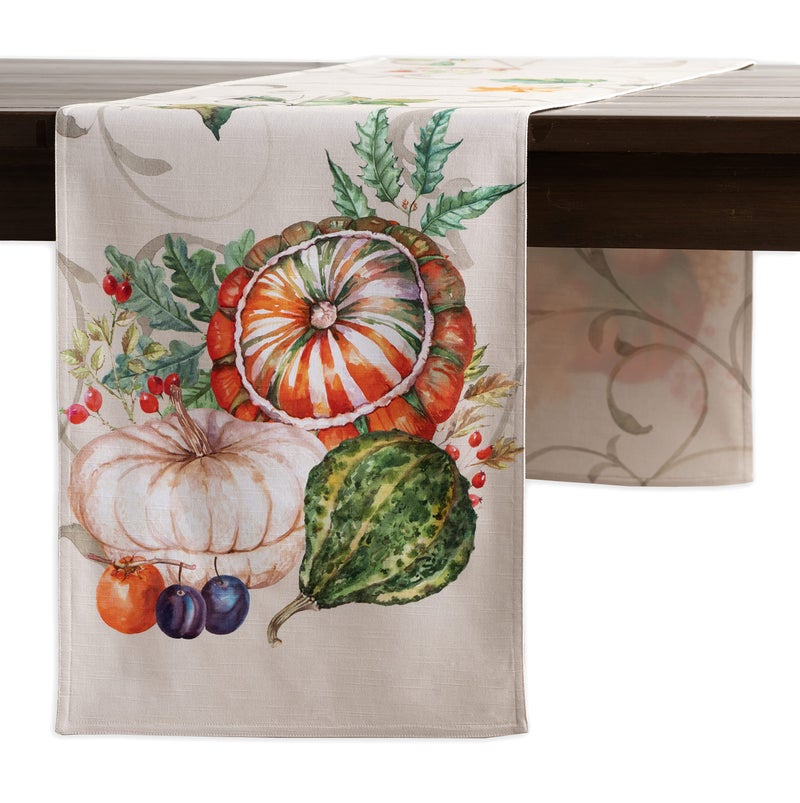 Maison d' Hermine Tablerunner 100% Cotton 14.50Inch x 72Inch Decorative Table Runner Table Runners for Gifts  Dining  Holidays  Buffet  Lumina (Double Layer) - Thanksgiving/Christmas